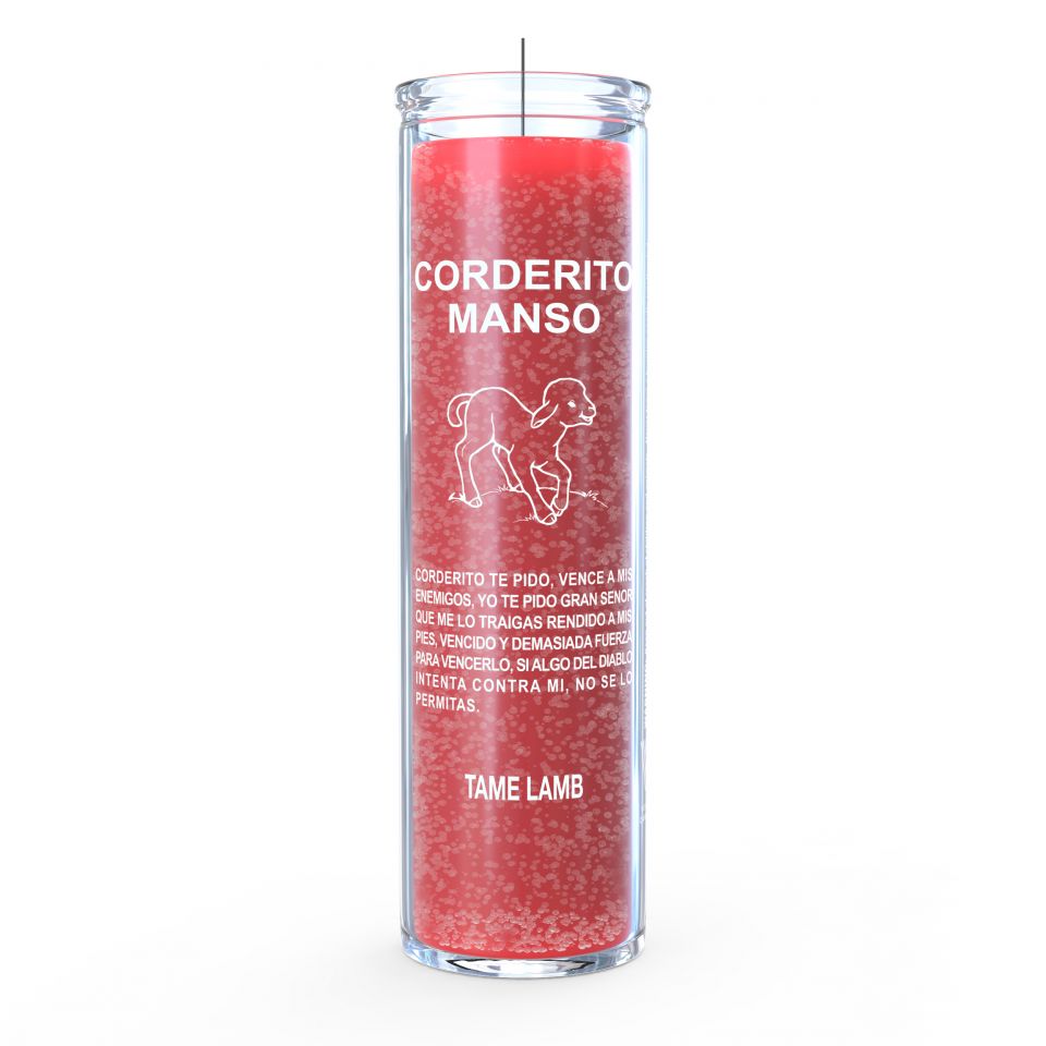 Tame Lamb (Corderito Manso) 7 Day Candle, Red