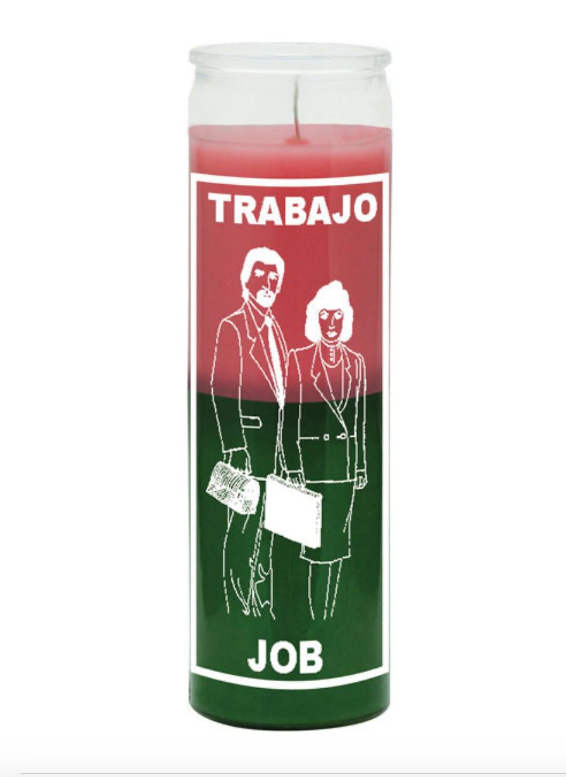 Job (Trabajo) 7 Day Candle, Pink/Green