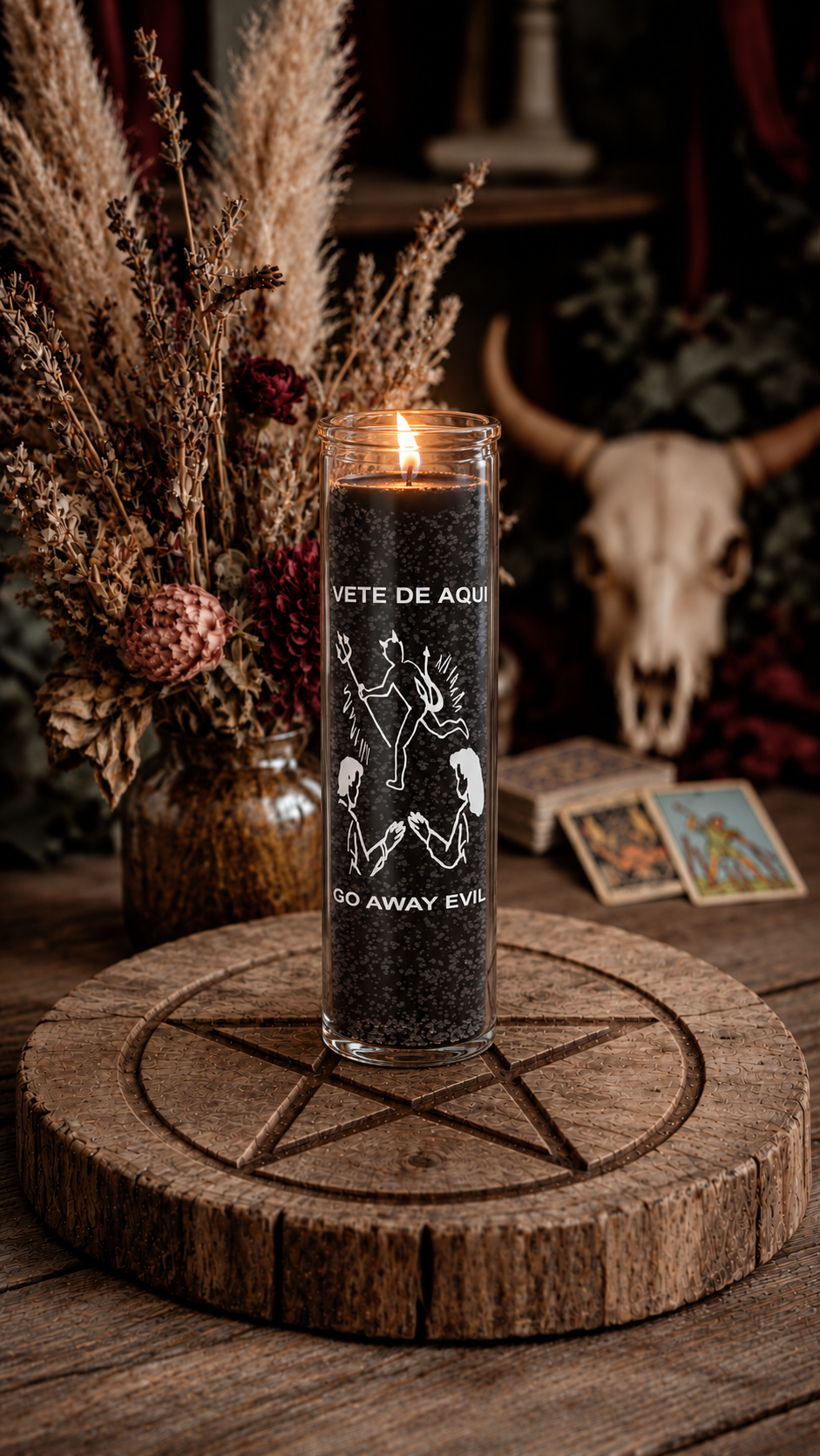Go Away Evil 7 Day Candle, Black
