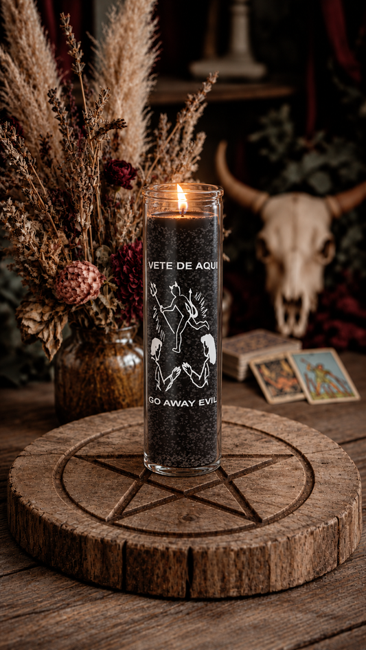 Go Away Evil 7 Day Candle, Black